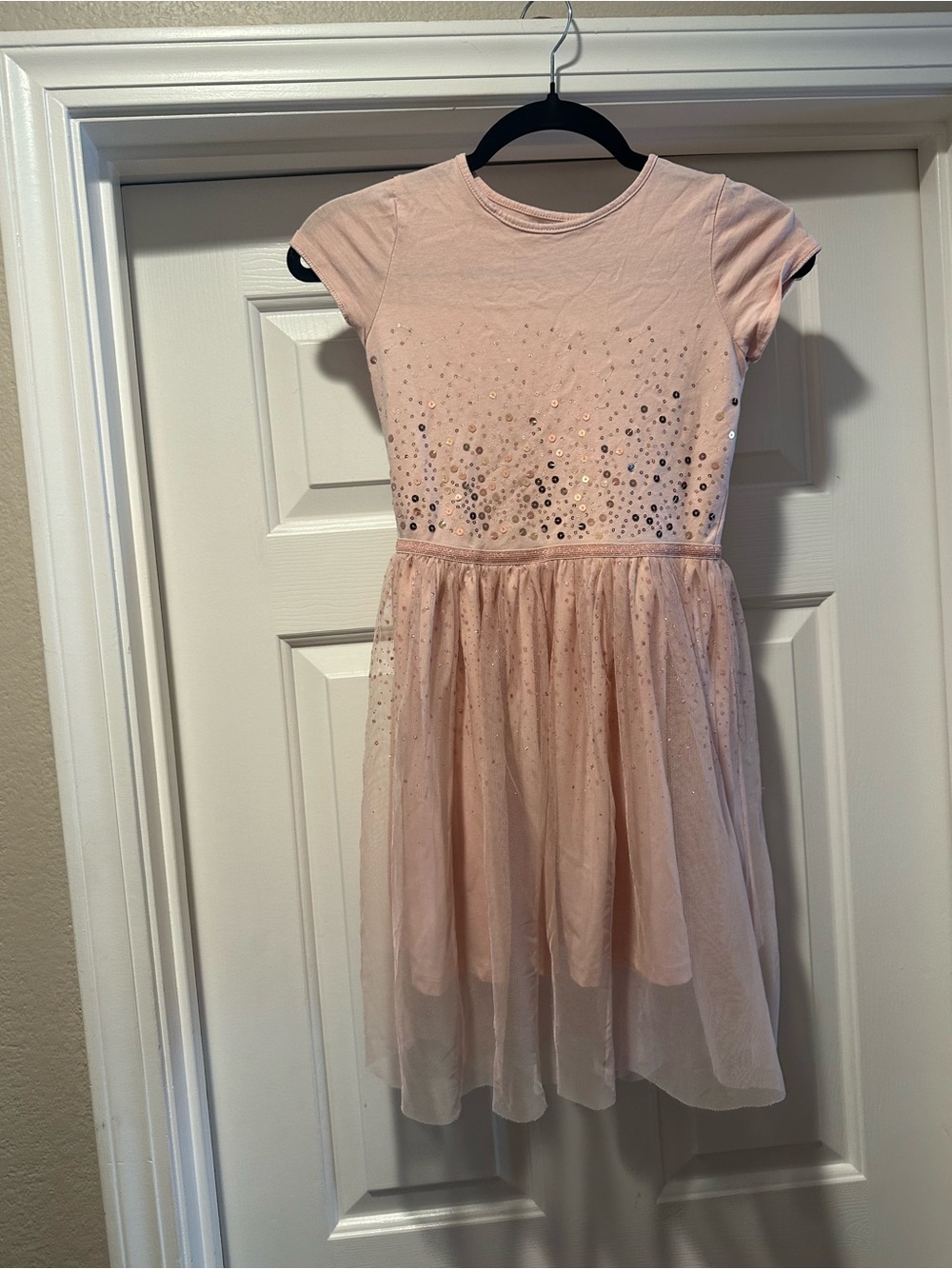 H&M Light Pink Sequin Tulle Party Dress for Girls